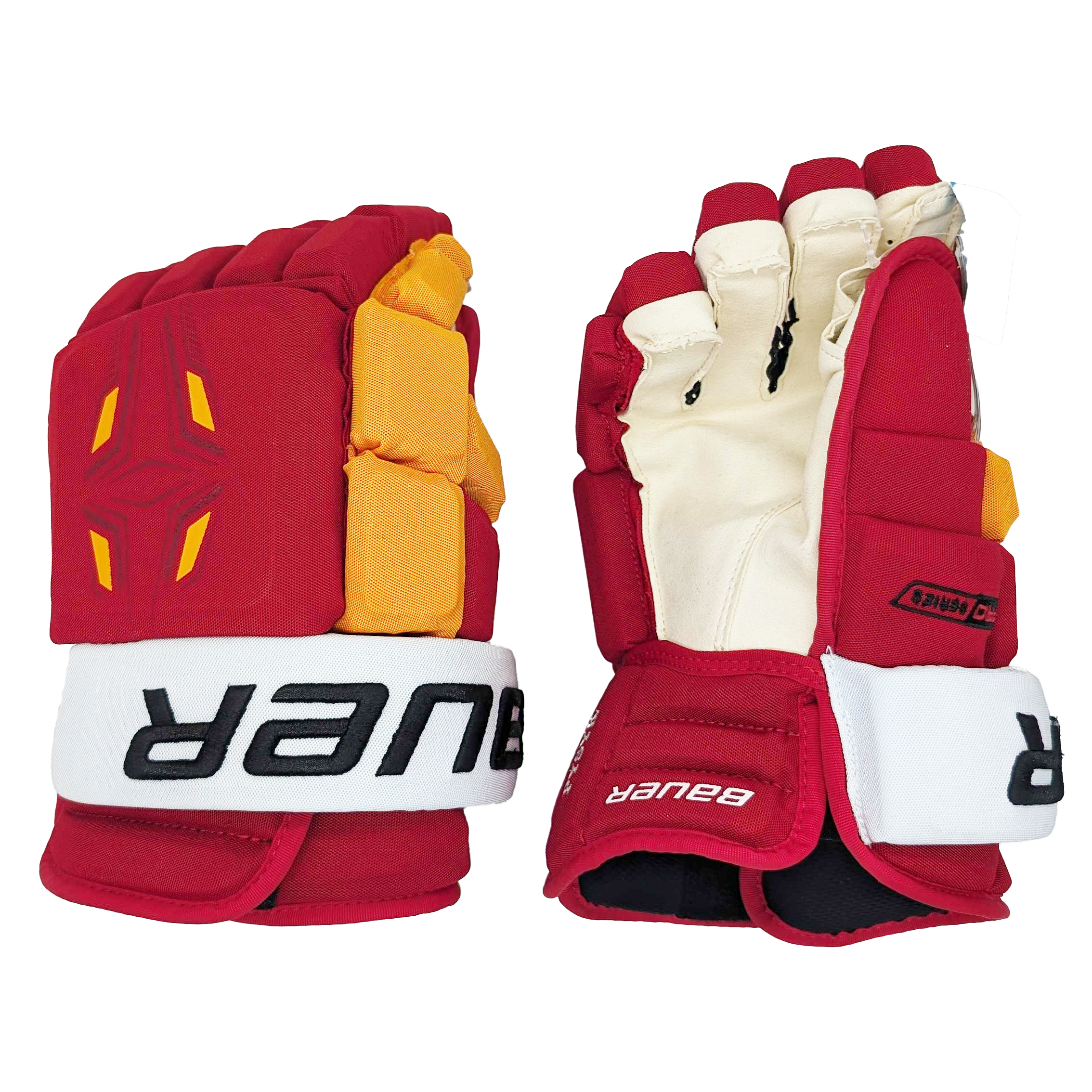 Bauer Pro Series - Gant NHL Pro Stock - Flames de Calgary (rouge/jaune/blanc)